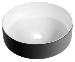 SAPHO - FIASTRA keramické umývadlo na dosku, priemer 40cm, biela/čierna mat (FT801B)