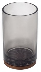 SAPHO - FIGO pohár na postavenie, dymové sklo/drevo (08398)