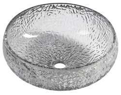 SAPHO - GAVIOTA gravírované sklenené umývadlo na dosku primer 42cm, čierna (TY306)