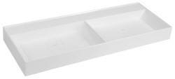 SAPHO - GODIVA dvojité umývadlo, liatý mramor, 119x44cm, bez otvoru, biela (GU119-0)