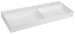 SAPHO - GODIVA dvojité umývadlo, liatý mramor, 119x44cm, bez otvoru, biela (GU119-0)