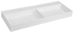 SAPHO - GODIVA dvojité umývadlo, liatý mramor, 119x44cm, biela (GU119)