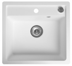 SAPHO - Granitový vstavaný mono drez, 53x50cm, biela (GR1031)