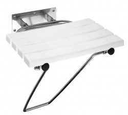 SAPHO - HANDICAP Sklopné sprchové sedátko s opornou nohou, biela (XH001)