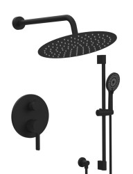 SAPHO - ICONIC podomítkový sprchový set s pákovou baterií, 2 výstupy, posuvný držák sprchy, černá mat (AF042B-02)
