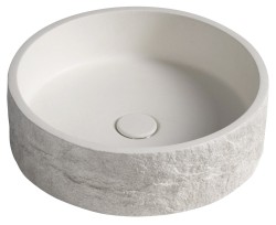 SAPHO - ISPIR betónové umývadlo vrátane odtoku, 40cm, biely pieskovec (AR474)