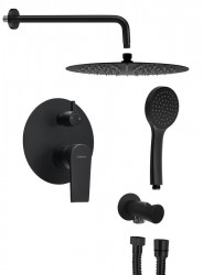 SAPHO - KAI podomietkový sprchový set s pákovou batériou, otočný prepínač, 2 výstupy, čierna matná (KA43/15-01)