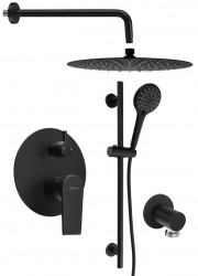 SAPHO - KAI podomietkový sprchový set s pákovou batériou, otočný prepínač, 2 výstupy, čierna matná (KA43/15-02)
