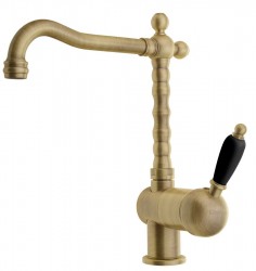 SAPHO - KIRKÉ BLACK stojanková drezová batéria, čierna páčka, bronz (KI14NB)