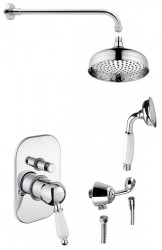 SAPHO - KIRKÉ WHITE podomietkový sprchový set s pákovou batériou, 2 výstupy, biela páčka, chróm (KI42BC-01)