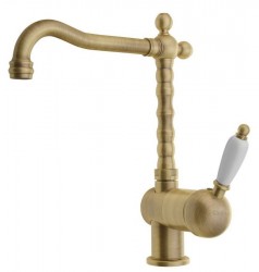 SAPHO - KIRKÉ WHITE stojánkova drezová batéria, biela páčka, bronz (KI14BB)