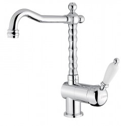 SAPHO - KIRKÉ WHITE stojánkova drezová batéria, biela páčka, chróm (KI14BC)