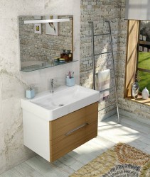 SAPHO - Kúpeľňový set MEDIENA 77, biela matná/dub natural (KSET-018)