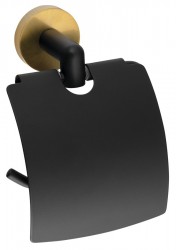 SAPHO - LARISSA držiak toaletného papiera s krytom, čierná/zlato mat (WS007BG)