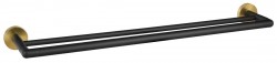 SAPHO - LARISSA dvojitý držiak uterákov 600, čierná/zlato mat (WS011BG)