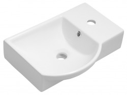 SAPHO - LITOS keramické umývadlo rohové 45x32cm, batéria vpravo, biela (4079)