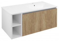 SAPHO - LOREA skrinka 100x46x51,5cm (20+80cm), pravá, dub Alabama/biela matná (LE080-2231-R-02)