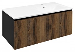 SAPHO - LOREA skrinka 100x46x51,5cm (30+70cm), pravá, dub collingwood/čierna matná (LE070-1935-R-03)