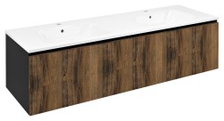 SAPHO - LOREA skrinka 160x46x51,5cm (80+80cm), dub collingwood/čierna matná (LE080-1935-03)