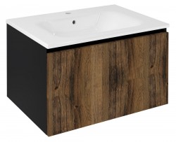 SAPHO - LOREA umývadlová skrinka 70x44x51,2cm, 1x zásuvka, dub collingwood/čierna matná (LE070-1935)