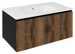 SAPHO - LOREA umývadlová skrinka 90x44x51,2cm, 1x zásuvka, dub collingwood/čierna mat (LE090-1935)