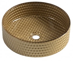 SAPHO - MARAGUA gravírované sklenené umývadlo na dosku priemer 39,5cm, zlato (TY214Z)