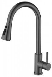 SAPHO - MIKELA stojánkova drezová batéria s výsuvnou sprškou, gun metal (1106-30GM)