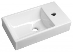 SAPHO - MINOS keramické umývadielko 45x26cm, batéria vpravo, biela (4057)