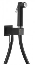 SAPHO - Nástenný ventil s ručnou bidetovou sprškou a bezpečnostnou pojistkou,hranatý,čierna matná (SG108NE)