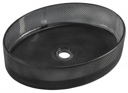 SAPHO - NOBAL gravírované sklenené umývadlo na dosku, 49x38cm, čierna (TY326)