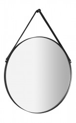 SAPHO - ORBITER zrkadlo guľaté s popruhom, ø 60cm, čierna mat (ORT060)