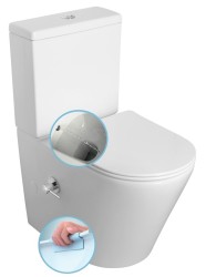 SAPHO - PACO CLEANWASH kombi WC, integrovaná batéria a bidetová sprška, spodný/zadný odpad, biela (PC1012RX)