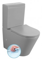 SAPHO - PACO kombi WC, Rimless, spodný/zadný odpad, sivá mat (PC1012WRGR)