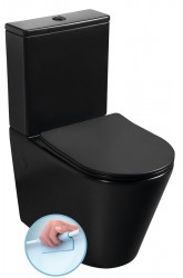 SAPHO - PACO RIMLESS WC kombi, spodný/zadný odpad, čierna mat (PC1012WRB)