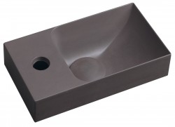 SAPHO - PICCOLINO betónové umývadlo 30,8x17cm, batéria vľavo, tmavo hnedá mat (PK30015)