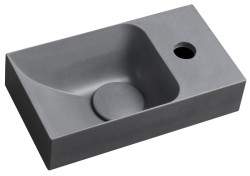 SAPHO - PICCOLINO betonové umývátko 30,8x17cm, baterie vpravo, šedá mat (PK30517)