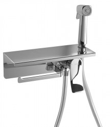 SAPHO - Podomietková bidetová batéria so stop sprchou a držiakom toaletného papiera, chróm (TJ040)