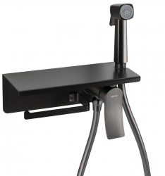 SAPHO - Podomietková bidetová batéria so stop sprchou a držiakom toaletného papiera, gun metal (TJ040GM)