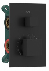 SAPHO - Podomietková sprchová termostatická batéria, box, 2 výstupy, čierna mat (1102-32B)