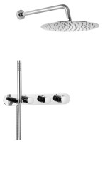 SAPHO - Podomietkový sprchový set s termostatickou batériou a držiakom ručnej sprchy, 2 výstupy, guľatá, chróm (MB623-02)