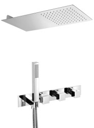 SAPHO - Podomietkový sprchový set s termostatickou batériou a držiakom ručnej sprchy, 2 výstupy, hranatá, chróm (MB453-01)