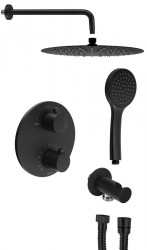 SAPHO - Podomietkový sprchový set s termostatickou batériou, box, 2 výstupy, čierna mat (RH399B-01)