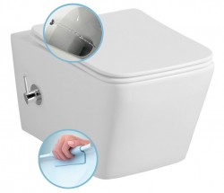 SAPHO - PORTO CLEANWASH závesná WC misa Rimless, integrovaná batéria a bidetová spŕška 36x52cm, biela (PZ102RX)
