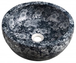 SAPHO - PRIORI keramické umývadlo na dosku Ø 41 cm, modré kvety (PI038)