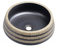 SAPHO - PRIORI keramické umývadlo na dosku Ø 41cm, čierná/kámen (PI021)