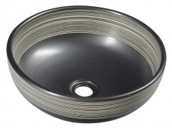 SAPHO - PRIORI keramické umývadlo na dosku Ø 41cm, čierná s bielým vzorom (PI025)