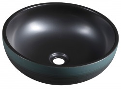 SAPHO - PRIORI keramické umývadlo na dosku Ø 41cm, čierna/zelená (PI039)