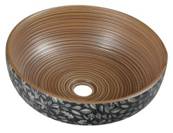 SAPHO - PRIORI keramické umývadlo na dosku, priemer 41cm, hnedá s modrým vzorom (PI023)