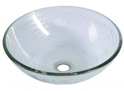 SAPHO - RIPPLE sklenené umývadlo na dosku Ø 42 cm, číre s textúrou (2501-18)