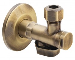 SAPHO - Rohový ventil s matkou, 1/2" x 3/8", bronz (2020BRO)